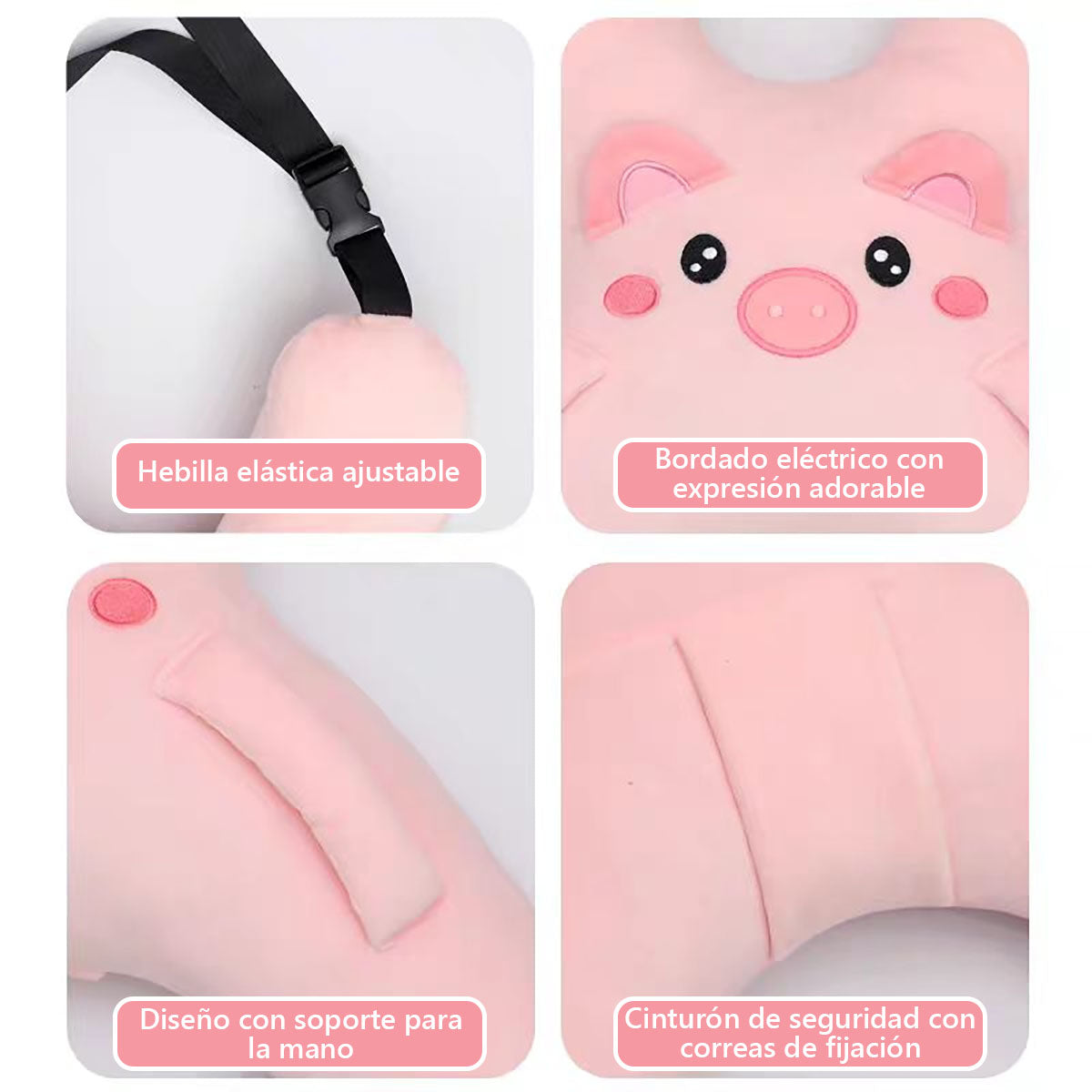 Almohada de viaje para niños en el asiento trasero del automóvil, almohada de apoyo para cuello y cintura, diseño anti-ahogo con adorables personajes de dibujos animados, ideal para dormir durante viajes.