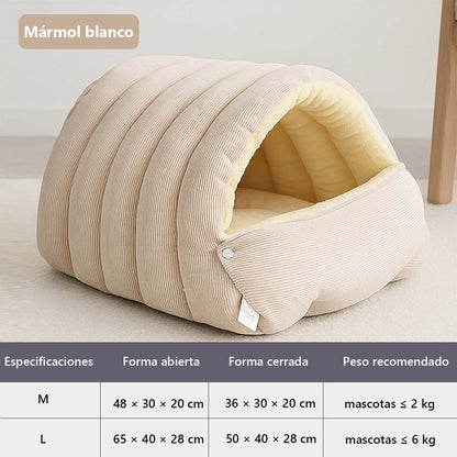 Cama cerrada y desmontable para gatos, tamaño grande y acolchada, cálida para invierno, con sensación de seguridad, apta para todas las estaciones; también se puede usar como cama para perros.