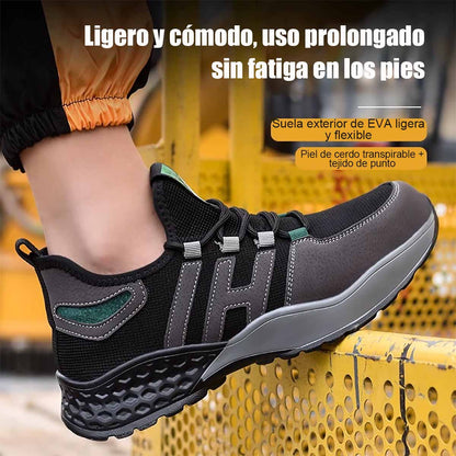 Zapatos de trabajo transpirables, nuevos modelos de seguridad, con punta de acero, resistentes a impactos y perforaciones, antideslizantes, zapatos de protección laboral.