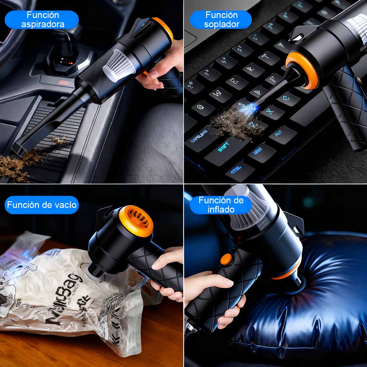 Aspiradora inalámbrica multifunción para coche, súper potente, de gran potencia, seca, portátil, recargable, mini y de mano.