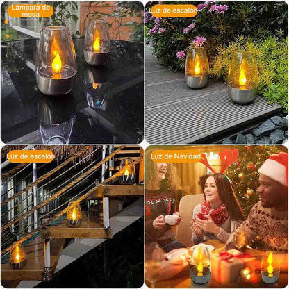 "Lámpara de copa de vino con vela solar, lámpara LED impermeable para exteriores, ideal para decorar jardines, céspedes y patios, creando una atmósfera agradable y una iluminación paisajística."