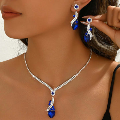 Conjunto de joyas más vendido: collar y pendientes de cristal con diseño geométrico de gota, juego de 2 piezas.