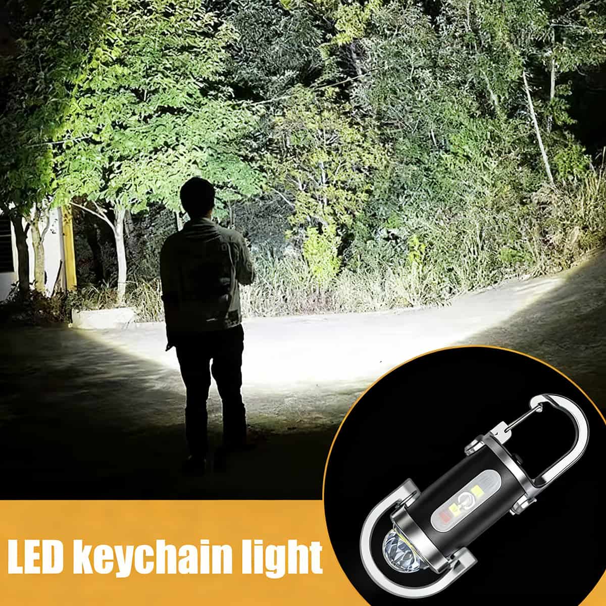 Linterna mini de bolsillo con llavero colgante portátil para exteriores, recargable y multiusos de emergencia