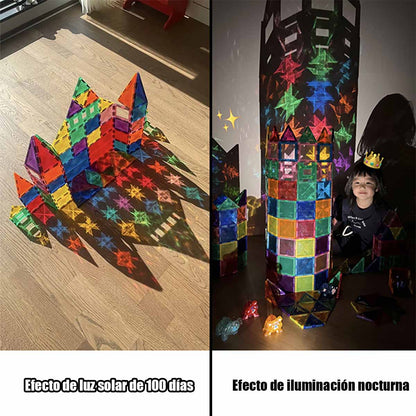 Juguete de piezas magnéticas grandes para niños, 100 piezas de bloques magnéticos en colores naturales, bloques de construcción magnéticos para un sinfín de combinaciones, juguete educativo y estimulante.