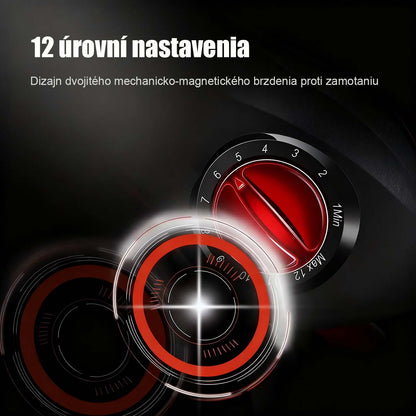 „Protiseková kovová čierno-červená baitcasting navijakov á sada s prútom – vhodná na ďaleké nahadzovanie, mostové chytanie a lov makrel.“