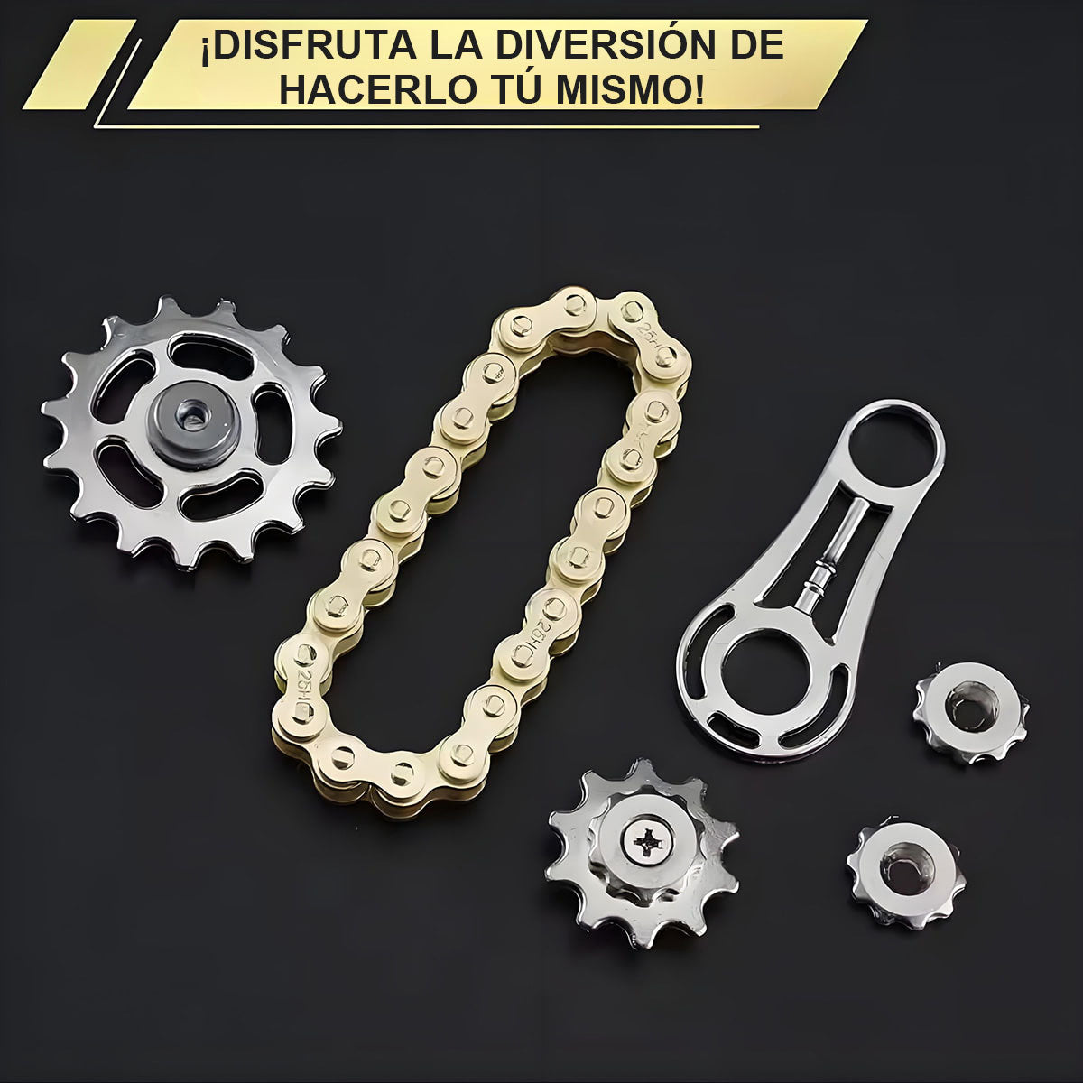 Juguete antiestrés de giroscopio con cadena de engranaje para los dedos.