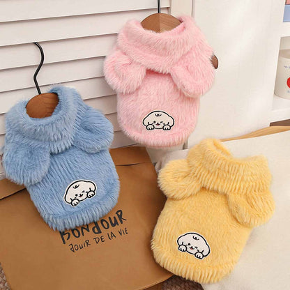 Chaleco para mascotas de otoño e invierno con capucha, estilo imitación visón, para gatos y perros (como caniches/Teddy).