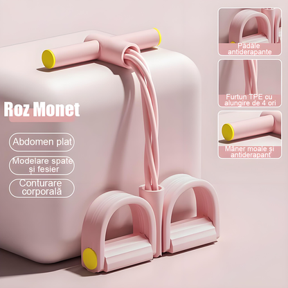 Aparat de fitness cu pedale și elastice, 6 sau 4 benzi – ideal pentru slăbit, tonifiere picioare, abdomen, yoga și abdomene