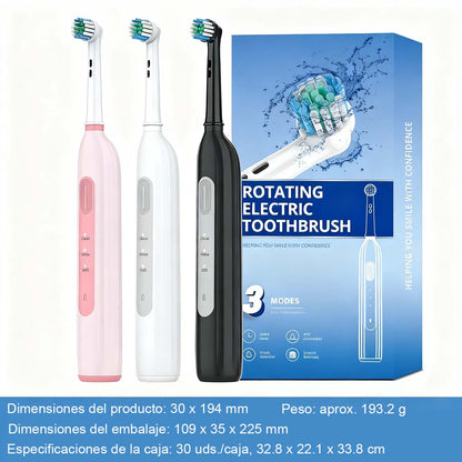"Cepillo de dientes eléctrico rotatorio de tendencia, larga duración, estándar DuPont de limpieza, eje metálico, cabezal redondo."
