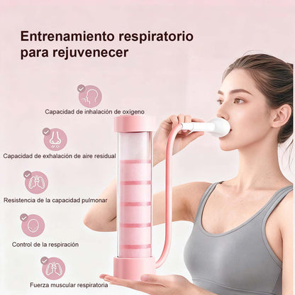 Entrenador de respiración para correr, fitness y fuerza; dispositivo de respiración tipo mancuerna para entrenamiento de respiración abdominal y capacidad pulmonar.