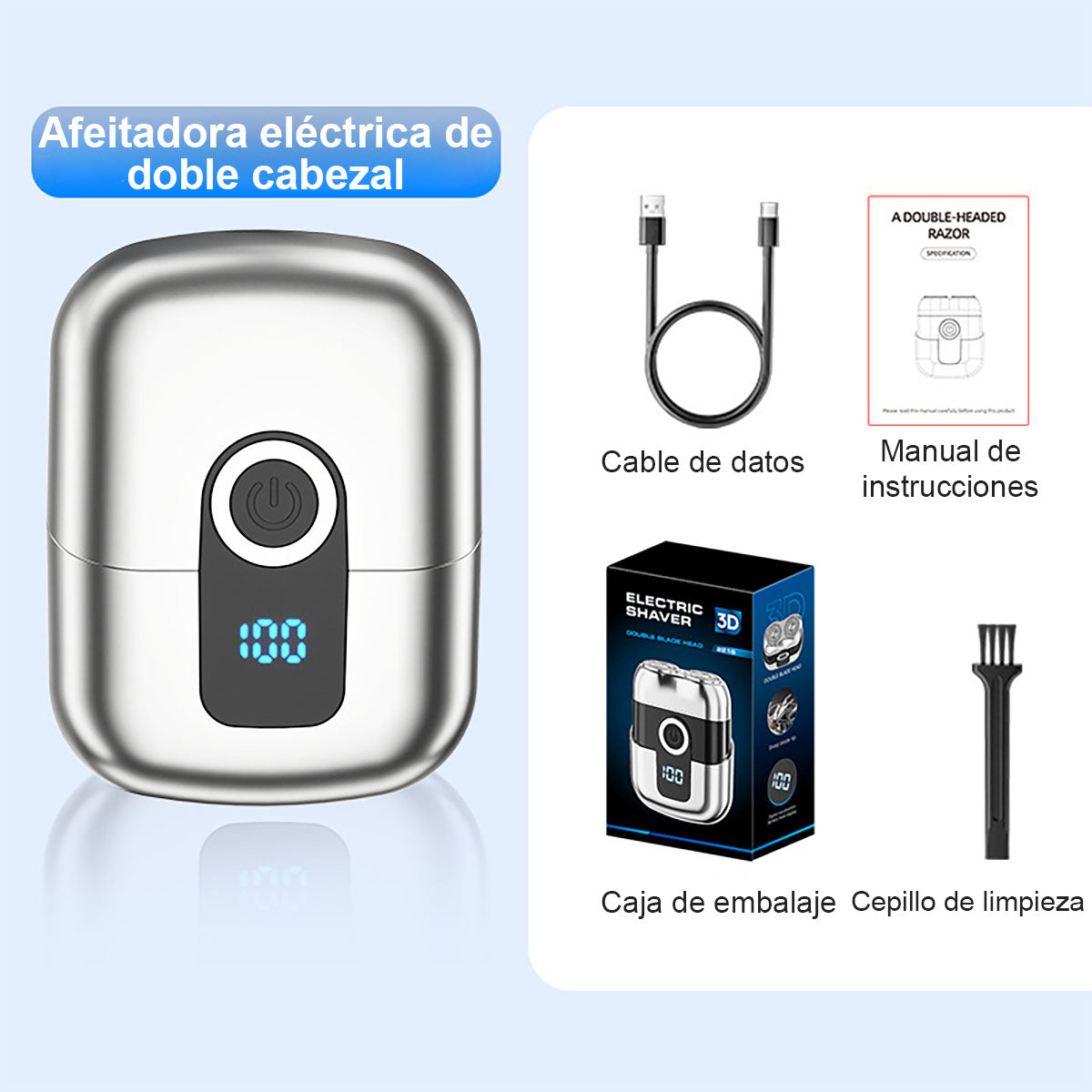 "Nuevo modelo de afeitadora eléctrica para hombres, cabezal magnético, mini portátil, afeitadora de doble cabezal."