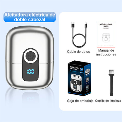 "Nuevo modelo de afeitadora eléctrica para hombres, cabezal magnético, mini portátil, afeitadora de doble cabezal."