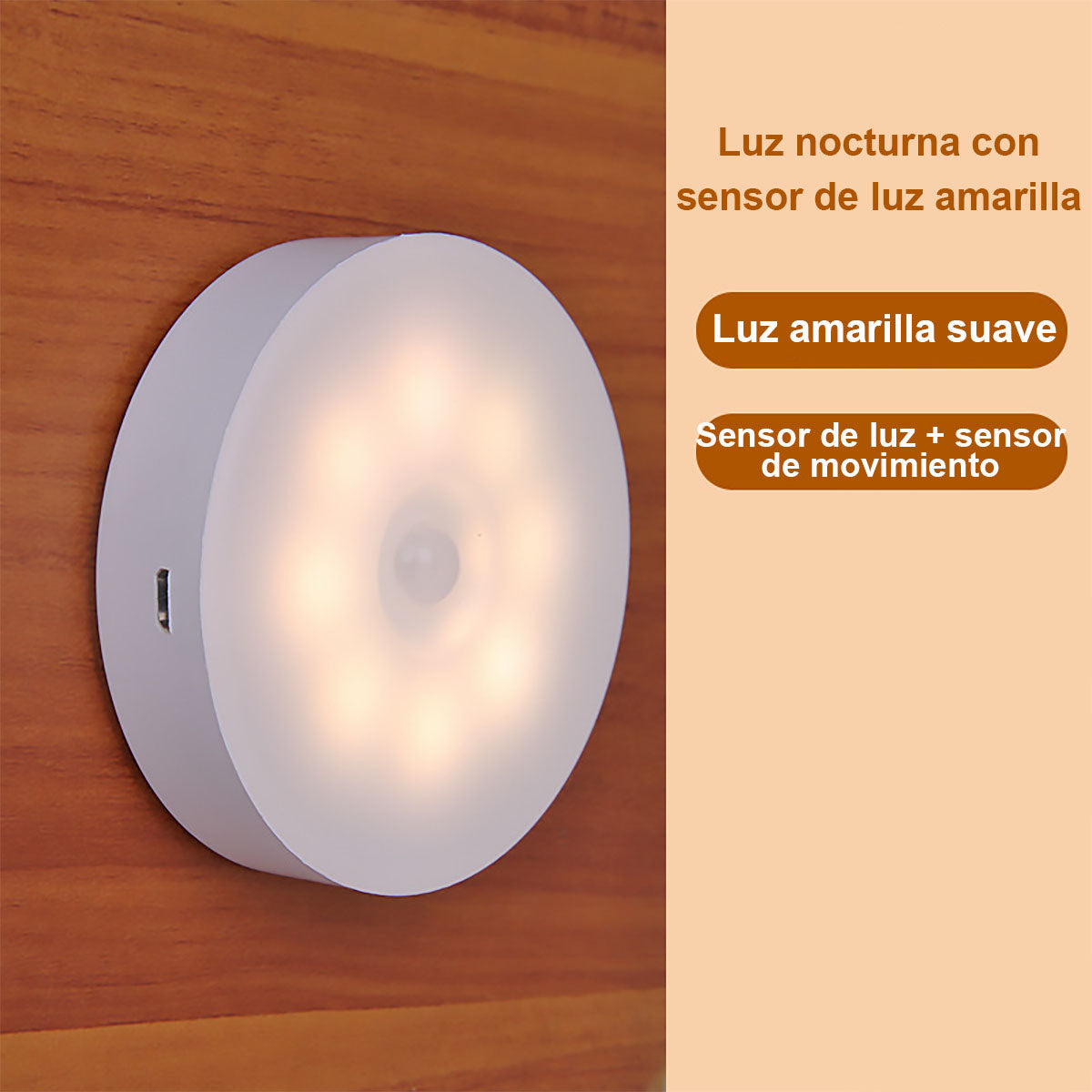 Luz de pared LED con sensor de movimiento, recargable por USB, mini lámpara de noche con interruptor para armario o vestidor, best-seller internacional, luz ambiental con sensor.