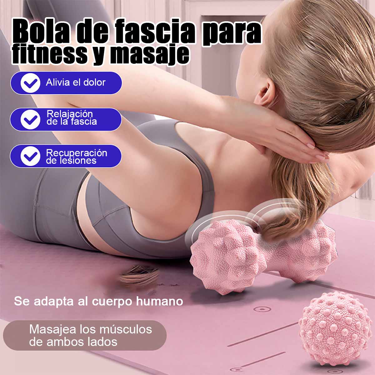 Bola de fasas para fitness y masaje, bola de masaje para cuello, hombros, cintura, piernas y alivio muscular, masaje de planta del pie, bola de cacahuate para yoga y cuidado de la salud.