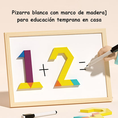 Rompecabezas tangram magnético, mosaico de piezas geométricas con imanes, juguete educativo de madera para niños, creatividad y aprendizaje temprano.