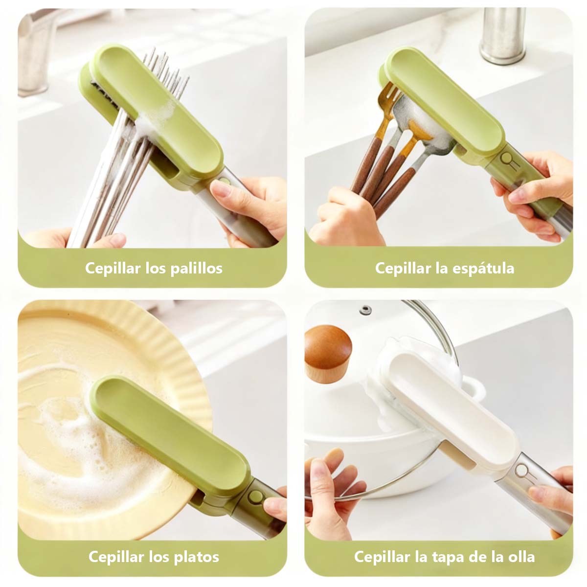 Cepillo de limpieza de cuchillos, cepillo de doble cara para limpiar utensilios de cocina, cuchillos, y ranuras, incluido el afilador de cuchillos.