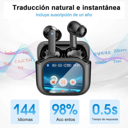 Auriculares Bluetooth JM19 con pantalla LCD, cancelación activa de ruido (ANC), reducción de ruido ENC, bajo consumo energético, ideales para deportes, inalámbricos.