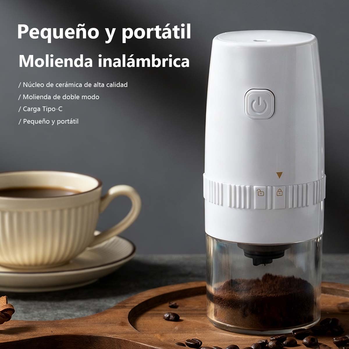 Molino de café eléctrico portátil, molinillo de café doméstico, molino automático pequeño, molinillo de granos para cereales y legumbres, máquina de molienda en seco