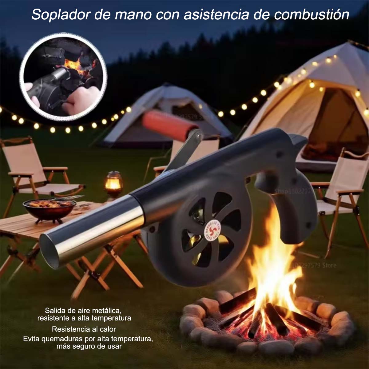 “CLS Ventilador manual para exteriores, herramienta de encendido pequeña para camping, barbacoa y cocina al aire libre, con gran potencia de viento.”