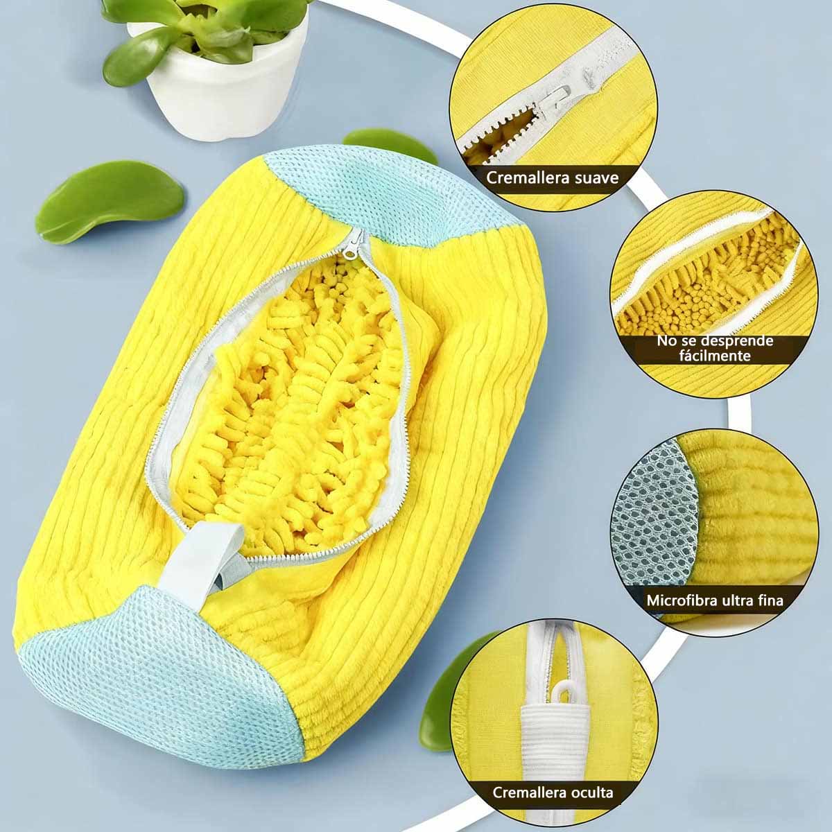 Bolsa viral para lavar zapatos sin esfuerzo, forro de terciopelo, reutilizable, protector de calzado en la lavadora.