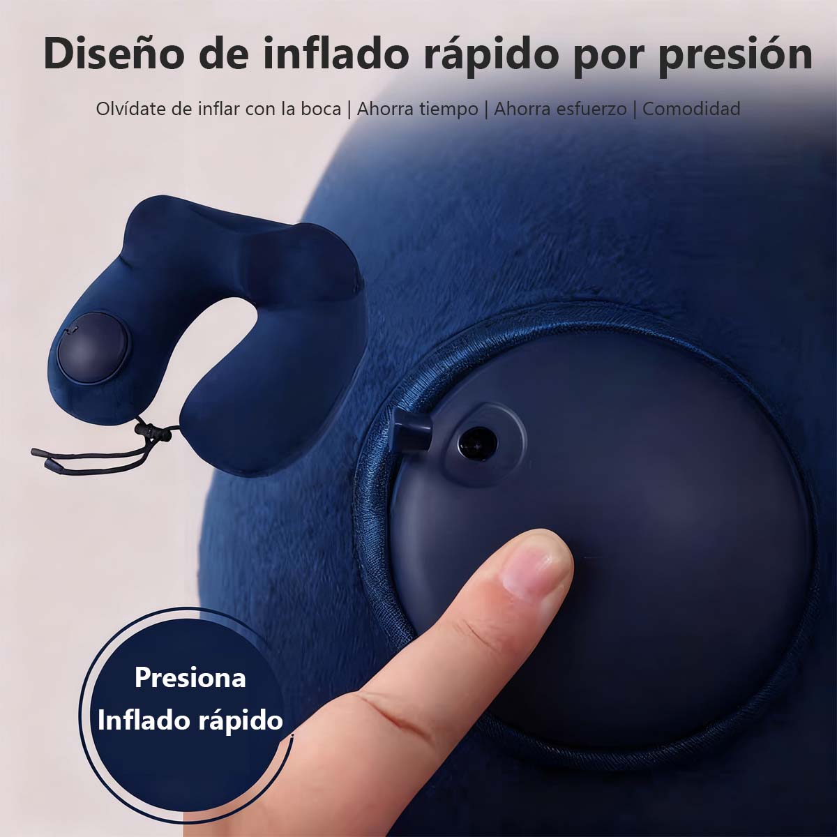 Almohada inflable U de presión en el centro, de gran demanda, almohada de viaje inflable portátil, ideal para exteriores, negocios, uso doméstico o como reposacabezas en el automóvil.