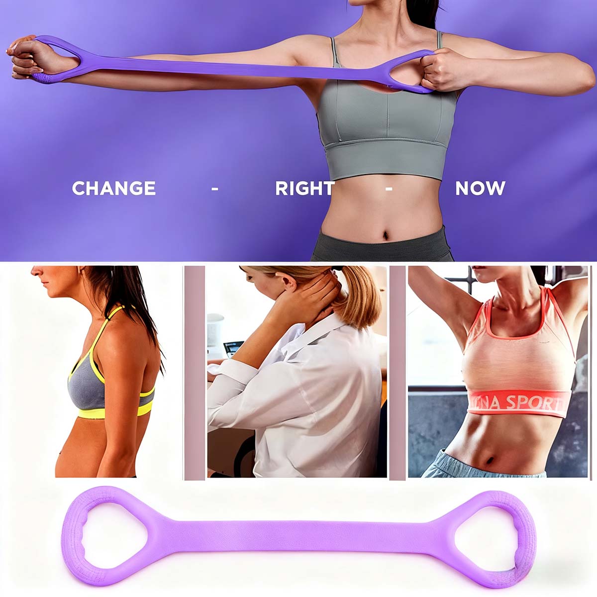 Tensor de resistencia en forma de 8 de silicona SLD – banda elástica para abrir la espalda, yoga y fitness, ideal para fortalecer y tonificar la espalda.