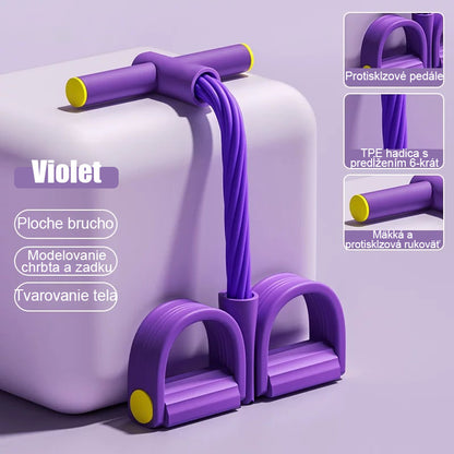 Posilňovací pás s pedálmi - Zázrak na brucho a nohy, 6/4 pásov, pre domácu telocvičňu