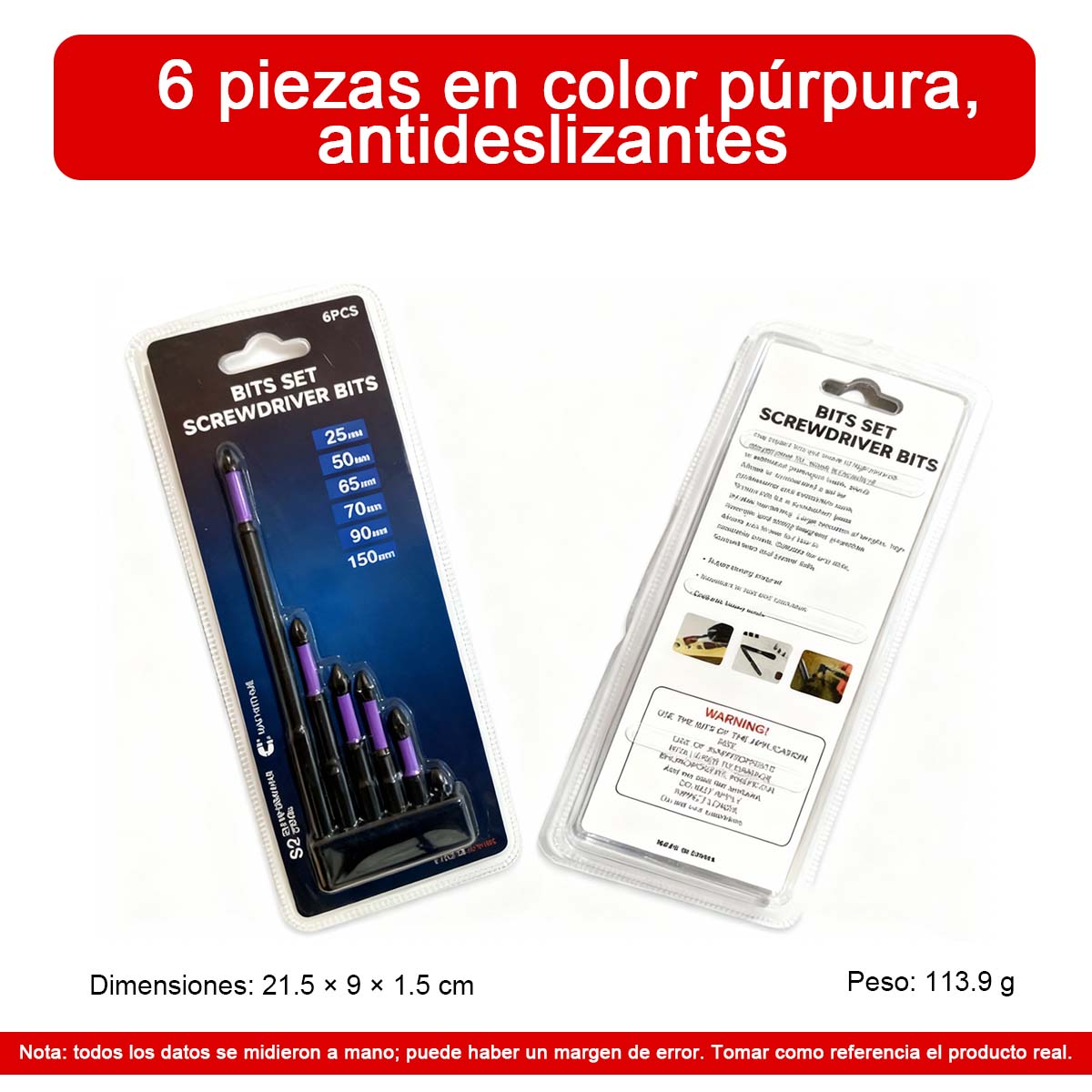 "Juego de puntas magnéticas de alta fuerza, cabezal Phillips S2 de alta dureza, para destornillador eléctrico y taladro eléctrico, set de tornillos"