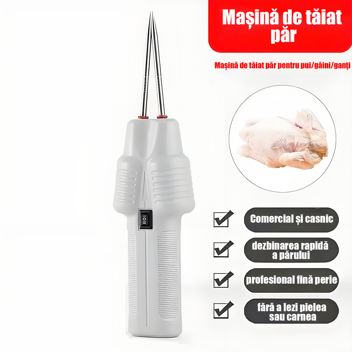 Dispozitiv electric portabil pentru smulgerea penelor de păsări