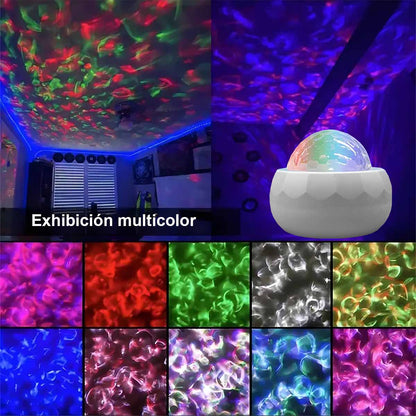 Lámpara estrellada 5V Aurora Boreal LED — proyector, luz nocturna ambiental, pequeña bola mágica, lámpara festiva con efecto de ondas de agua para cabecera de cama.