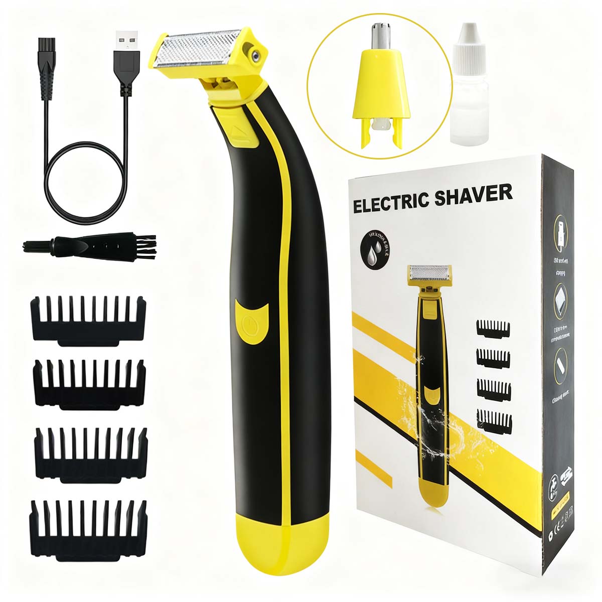 Nueva recortadora masculina, recargable por USB, lavable en todo el cuerpo; afeitadora eléctrica para piernas, rostro y vello corporal.