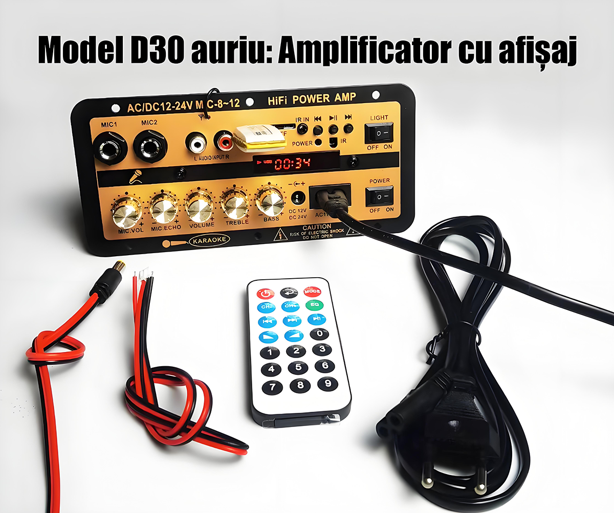 Amplificator auto Bluetooth cu intrare card, 12 V / amplificator de mare putere 24 V – placă de bază