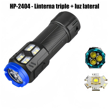 “Linterna de alta potencia recargable, portátil, de larga duración, para exteriores, de alcance lejano, resistente al agua, multifuncional y súper brillante para uso doméstico.”