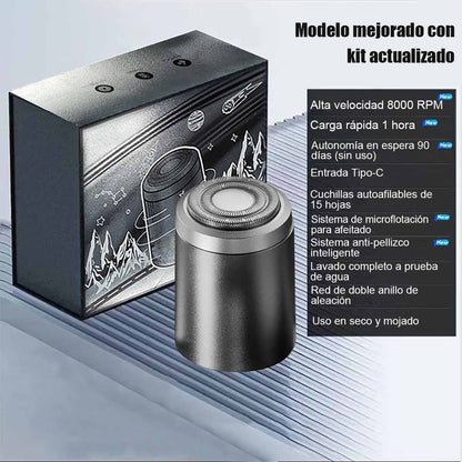 Afeitadora eléctrica mini recargable, lavable en su totalidad, portátil para viajes y coche, diseñada para hombres.