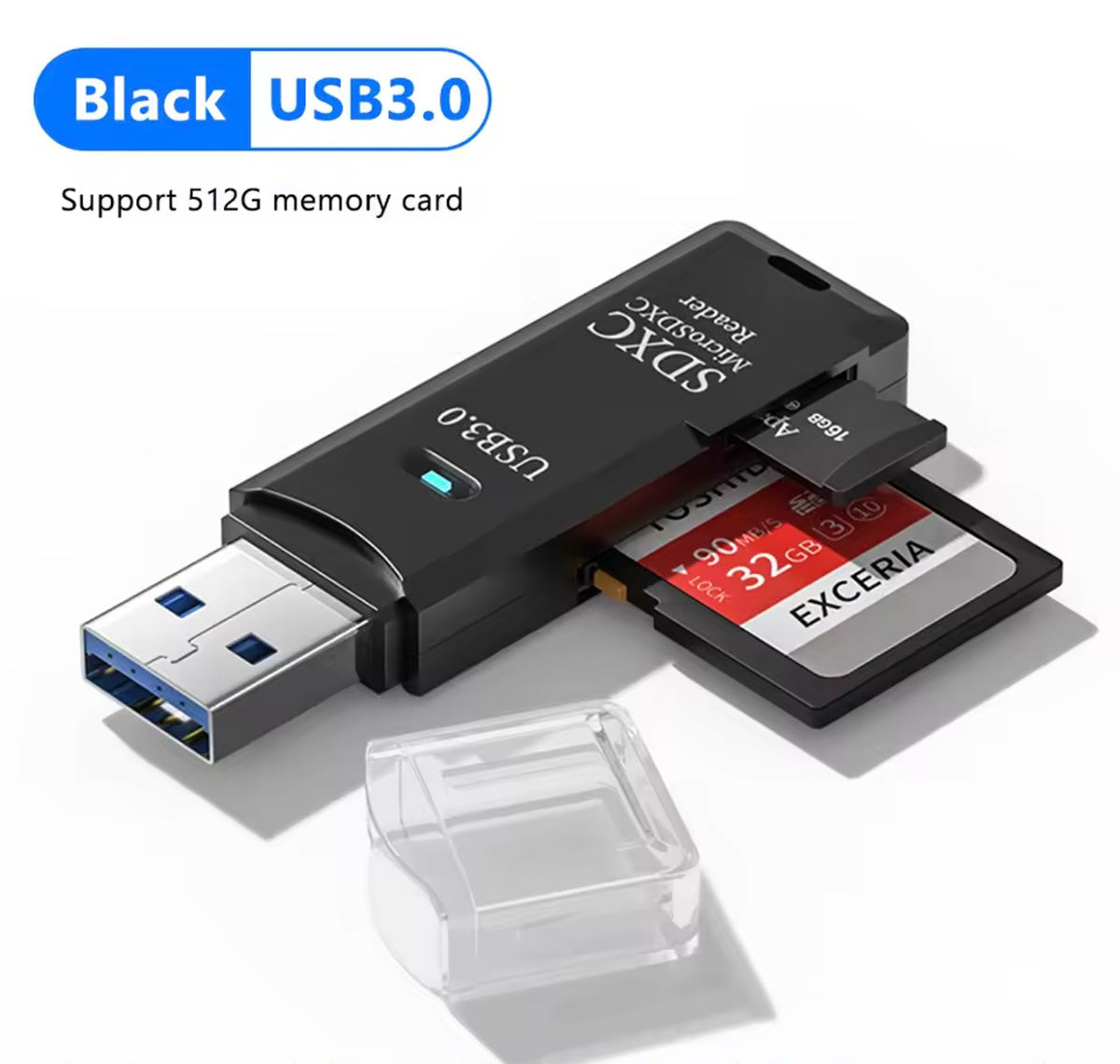 Lector de tarjetas 2 en 1 para TF/SD, lector USB de alta velocidad para cámaras.