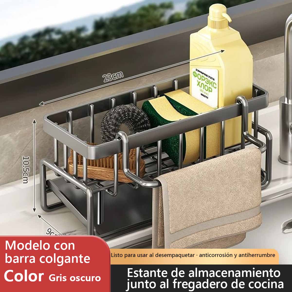 Nuevo estante de cocina para almacenamiento: soporte para paños, escurridor, organizador para esponjas y estropajos, apto para grifos y fregaderos.
