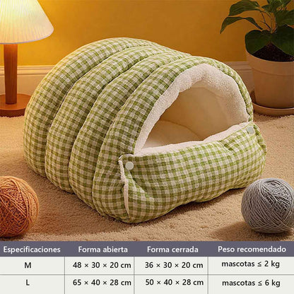 Cama cerrada y desmontable para gatos, tamaño grande y acolchada, cálida para invierno, con sensación de seguridad, apta para todas las estaciones; también se puede usar como cama para perros.