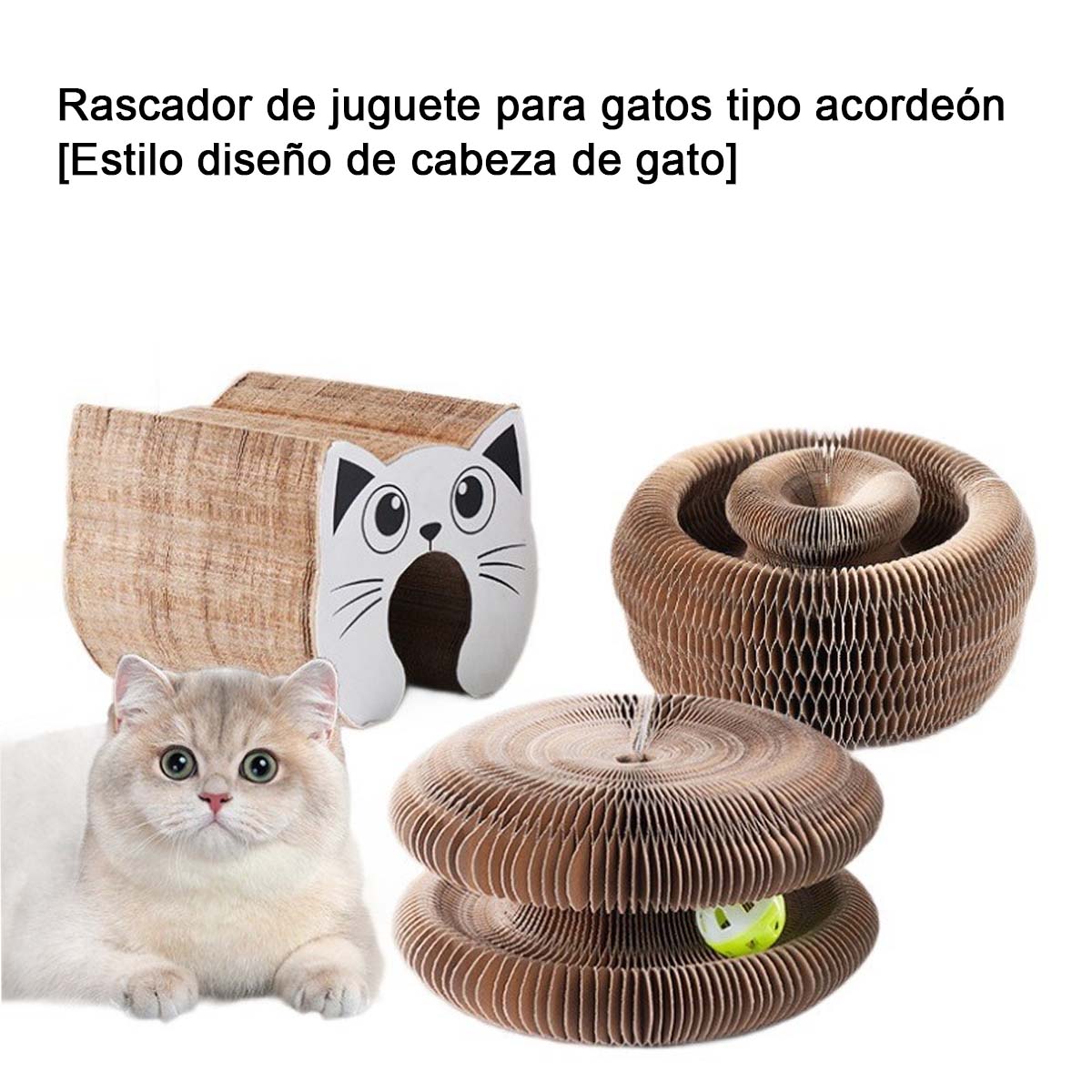 Rascador tipo cama para gatos, resistente al desgaste y sin dejar migas, juguete para juego autónomo y alivio de aburrimiento, tabla de arañado de cartón corrugado.