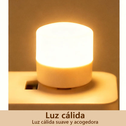 Lámpara de noche circular USB, mini y portátil, luz de ambiente creativa para mesita de noche, ideal para puestos de venta, dormitorio de estudiantes y luz protectora de ojos.
