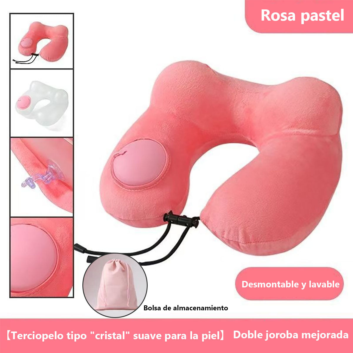 Almohada inflable U de presión en el centro, de gran demanda, almohada de viaje inflable portátil, ideal para exteriores, negocios, uso doméstico o como reposacabezas en el automóvil.