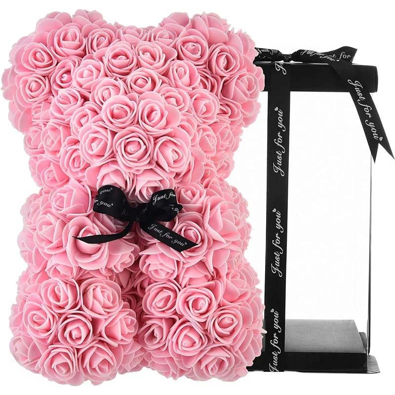 Oso de rosas de PE con espuma floral / Oso de flores de espuma / Caja de regalo de PVC para oso de flores