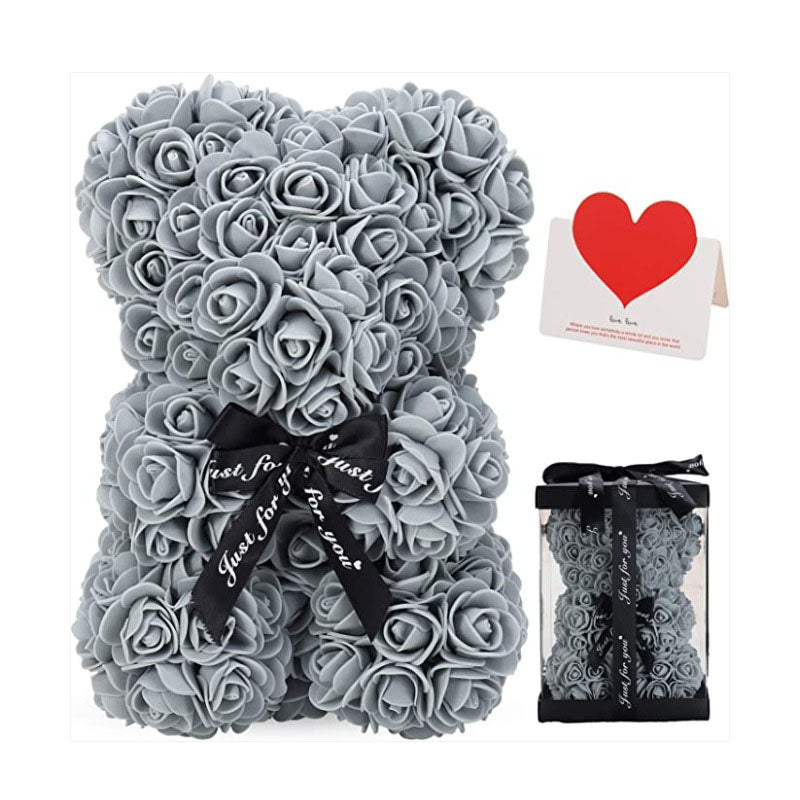 Oso de rosas de PE con espuma floral / Oso de flores de espuma / Caja de regalo de PVC para oso de flores