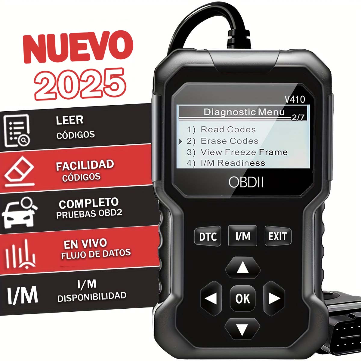 **Escáner de diagnóstico de fallos del motor OBD2 V410, lector de códigos**
