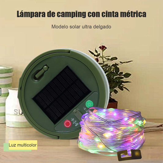 Lámpara de camping LED para exteriores, luz de emergencia para tiendas de campaña, iluminación ambiente con carga solar y USB.